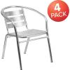 Flash Furniture Commercial Aluminum Slat Back Stacking Outdoor Restaurant Chairs, Modern Stackable Patio Chairs for Restaurants, Set of 4, Silver(Set of 4)