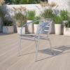 Flash Furniture Commercial Aluminum Slat Back Stacking Outdoor Restaurant Chairs, Modern Stackable Patio Chairs for Restaurants, Set of 4, Silver(Set of 4)