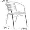 Flash Furniture Commercial Aluminum Slat Back Stacking Outdoor Restaurant Chairs, Modern Stackable Patio Chairs for Restaurants, Set of 4, Silver(Set of 4)