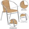 Flash Furniture Commercial Aluminum and Black Rattan Indoor-Outdoor Restaurant Stack Chair(Aluminum and Beige)