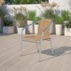 Flash Furniture Commercial Aluminum and Black Rattan Indoor-Outdoor Restaurant Stack Chair(Aluminum and Beige)