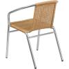 Flash Furniture Commercial Aluminum and Black Rattan Indoor-Outdoor Restaurant Stack Chair(Aluminum and Beige)