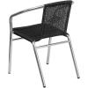 Flash Furniture Commercial Aluminum and Black Rattan Indoor-Outdoor Restaurant Stack Chair(Aluminum and Black)