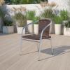 Flash Furniture Commercial Aluminum and Black Rattan Indoor-Outdoor Restaurant Stack Chair(Aluminum and Dark Brown)
