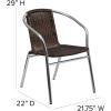 Flash Furniture Commercial Aluminum and Black Rattan Indoor-Outdoor Restaurant Stack Chair(Aluminum and Dark Brown)