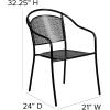 Flash Furniture Commercial Grade Black Indoor-Outdoor Steel Patio Arm Chair with Round Back(Black)