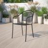 Flash Furniture Commercial Grade Black Indoor-Outdoor Steel Patio Arm Chair with Round Back(Black)