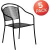 Flash Furniture Commercial Grade Black Indoor-Outdoor Steel Patio Arm Chair with Round Back(Black)