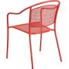 Flash Furniture Commercial Grade Black Indoor-Outdoor Steel Patio Arm Chair with Round Back(Coral)