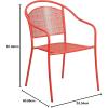 Flash Furniture Commercial Grade Black Indoor-Outdoor Steel Patio Arm Chair with Round Back(Coral)