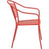 Flash Furniture Commercial Grade Black Indoor-Outdoor Steel Patio Arm Chair with Round Back(Coral)