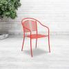Flash Furniture Commercial Grade Black Indoor-Outdoor Steel Patio Arm Chair with Round Back(Coral)