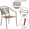 Flash Furniture Commercial Grade Black Indoor-Outdoor Steel Patio Arm Chair with Round Back(Gold)