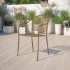 Flash Furniture Commercial Grade Black Indoor-Outdoor Steel Patio Arm Chair with Round Back(Gold)