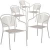 Flash Furniture Commercial Grade Black Indoor-Outdoor Steel Patio Arm Chair with Round Back(Light Gray)