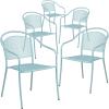 Flash Furniture Commercial Grade Black Indoor-Outdoor Steel Patio Arm Chair with Round Back(Sky Blue)