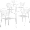 Flash Furniture Commercial Grade Black Indoor-Outdoor Steel Patio Arm Chair with Round Back(White)