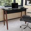 Flash Furniture Darla Computer Desk – Black Home Office Desk with Storage Drawer – 42″ Long Writing Desk for Bedroom(Black/Walnut)