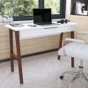 Flash Furniture Darla Computer Desk – Black Home Office Desk with Storage Drawer – 42″ Long Writing Desk for Bedroom(White/Walnut)