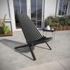 Flash Furniture Delia Commercial Indoor/Outdoor Wood Folding Chair, Low Profile Lounge for Patio, Porch, or Garden, Versatile Weather-Resistant Acacia Wood, Brown(Black)