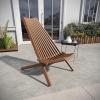 Flash Furniture Delia Commercial Indoor/Outdoor Wood Folding Chair, Low Profile Lounge for Patio, Porch, or Garden, Versatile Weather-Resistant Acacia Wood, Brown(Brown)