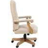 Flash Furniture Derrick Traditional Microfiber Tufted Swivel Office Chair with Wood Base, Ergonomic Farmhouse High-Back Desk Chair, Ivory/Brown(Ivory Microfiber)
