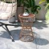 Flash Furniture Devon Indoor/Outdoor Rattan Rope Table – Natural Finish Polyethylene Rattan – Black Finished Engineered Wood Top – Fade and Weather Resistant
