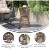 Flash Furniture Devon Indoor/Outdoor Rattan Rope Table – Natural Finish Polyethylene Rattan – Black Finished Engineered Wood Top – Fade and Weather Resistant