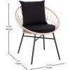Flash Furniture Devon Set of 2 Modern Boho Rattan Rope Chairs, Weather-Resistant Tan Finish Rattan with Black Back and Seat Cushions – Indoor/Outdoor(Tan/Black)