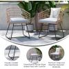 Flash Furniture Devon Set of 2 Patio Boho Club Chairs – Rope with Natural Finish PE Wicker Rattan – Light Gray Seat Cushions and Sled Base – Indoor/Outdoor Use