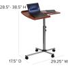 Flash Furniture Dunbar Angle and Height Adjustable Mobile Laptop Computer Table with Cherry Top