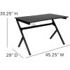 Flash Furniture Duncan Gaming Desk 45.25″ x 29″ Computer Table Gamer Workstation with Headphone Holder and 2 Cable Management Holes, Set of 1,Black(Black)