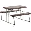 Flash Furniture Easy Folding Plastic Kids Outdoor Picnic Table and Benches-Commercial Grade-Recommended for up to Age 5, Set of 1, Grey(Brown)