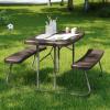 Flash Furniture Easy Folding Plastic Kids Outdoor Picnic Table and Benches-Commercial Grade-Recommended for up to Age 5, Set of 1, Grey(Brown)