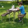 Flash Furniture Easy Folding Plastic Kids Outdoor Picnic Table and Benches-Commercial Grade-Recommended for up to Age 5, Set of 1, Grey(Brown)