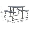 Flash Furniture Easy Folding Plastic Kids Outdoor Picnic Table and Benches-Commercial Grade-Recommended for up to Age 5, Set of 1, Grey(Grey)