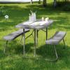 Flash Furniture Easy Folding Plastic Kids Outdoor Picnic Table and Benches-Commercial Grade-Recommended for up to Age 5, Set of 1, Grey(Grey)