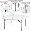 Flash Furniture Elon 2′ Round All-Occasion Plastic Folding Event Table, Folding Banquet Table for Indoor/Outdoor Events, White(6 Foot)