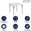 Flash Furniture Elon 2.85′ Square All-Occasion Plastic Folding Event Table with Locking Legs, Folding Banquet Table for Indoor/Outdoor Events, White(Granite White)