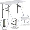 Flash Furniture Elon 4′ Rectangular All-Occasion Plastic Folding Event Table, Folding Banquet Table for Indoor/Outdoor Events, White(Granite White)