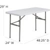 Flash Furniture Elon 4′ Rectangular All-Occasion Plastic Folding Event Table, Folding Banquet Table for Indoor/Outdoor Events, White(Granite White)