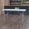 Flash Furniture Elon 4′ Rectangular All-Occasion Plastic Folding Event Table, Folding Banquet Table for Indoor/Outdoor Events, White(Granite White)