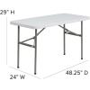 Flash Furniture Elon 4-Foot Granite White Plastic Folding Table & Hercules Series Plastic Folding Chairs for Parties and Weddings, Stackable Commercia