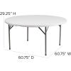 Flash Furniture Elon Commercial Grade 5-Foot Round Granite White Plastic Folding Table(White)