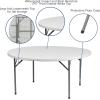 Flash Furniture Elon Commercial Grade 5-Foot Round Granite White Plastic Folding Table(White)