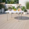 Flash Furniture Elon Commercial Grade 5-Foot Round Granite White Plastic Folding Table(White)