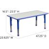 Flash Furniture Emmy 23.625”W x 47.25”L Rectangular Red Plastic Height Adjustable Activity Table Set with 4 Chairs(Blue)