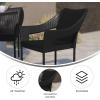 Flash Furniture Ethan Commercial Grade Patio Chair, All Weather PE Rattan Wicker Stacking Patio Dining Chair, Set of 2, Gray(Black)