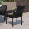 Flash Furniture Ethan Commercial Grade Patio Chair, All Weather PE Rattan Wicker Stacking Patio Dining Chair, Set of 2, Gray(Black)