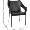Flash Furniture Ethan Commercial Grade Patio Chair, All Weather PE Rattan Wicker Stacking Patio Dining Chair, Set of 2, Gray(Black)